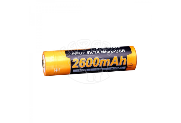 Акумулятор 18650 Fenix 2600 mAh micro usd